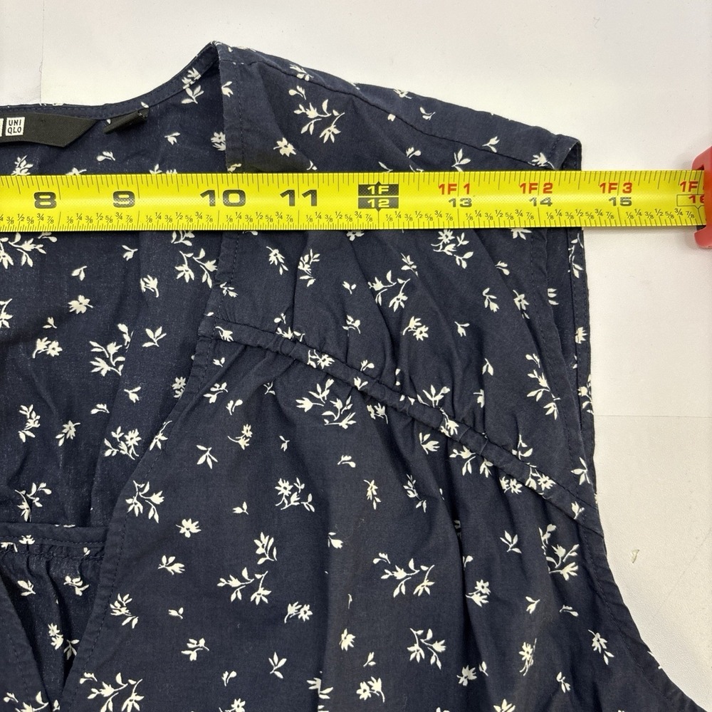 Uniqlo WomensSleeveless Floral Summer Dress Long Size XS Navy Blue White Flower - Picture 8 of 10
